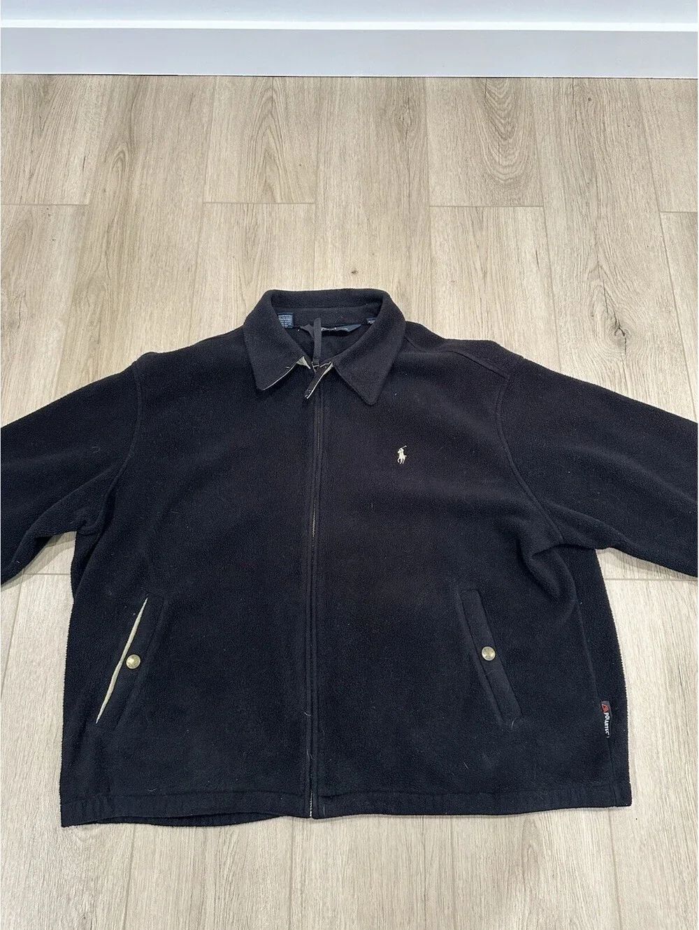 VINTAGE Polo Ralph Lauren Jacket Mens 2XL Black Polartec Full Zip Fleece